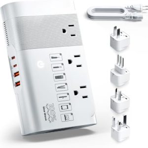 DOACE 500W Universal Travel Adapter 220V to 110V Voltage Converter, Pure Sine Wave European Travel Plug Adapter Converter, Transformer for US to Most Europe，UK/AU/EU/IT with 3 US Outlets & 4 USB